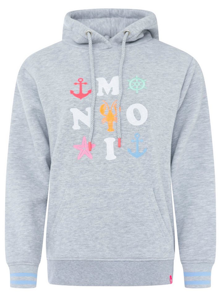 Zwillingsherz Hoodie "MOIN" Motiv mit Anker, gestreifte Ärmelbündchen, Kapuze, Kängurutasche – Bild 2 von 5