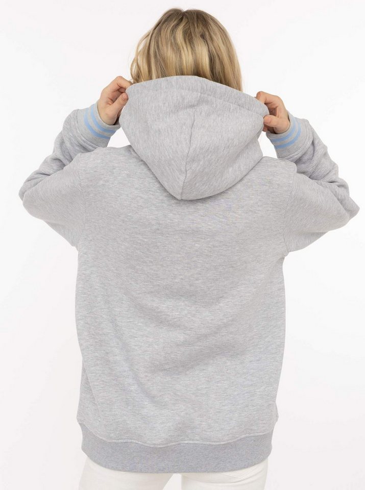 Zwillingsherz Hoodie "MOIN" Motiv mit Anker, gestreifte Ärmelbündchen, Kapuze, Kängurutasche – Bild 3 von 5