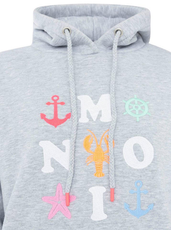 Zwillingsherz Hoodie "MOIN" Motiv mit Anker, gestreifte Ärmelbündchen, Kapuze, Kängurutasche – Bild 5 von 5