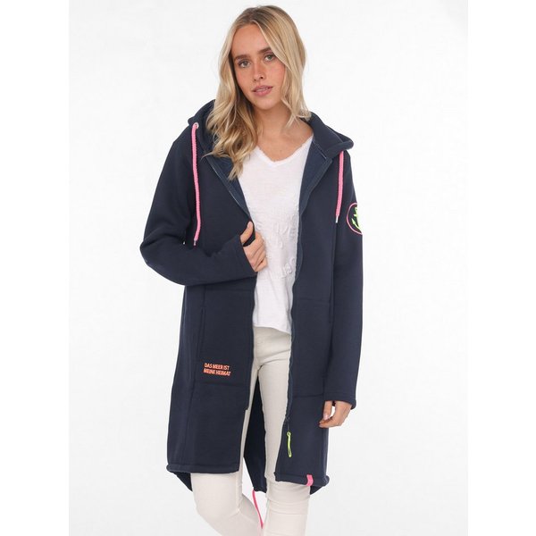 Zwillingsherz Jerseymantel Kapuze, Regular Fit, Langarm, Neon-Details, Reißverschluss, Stickerei