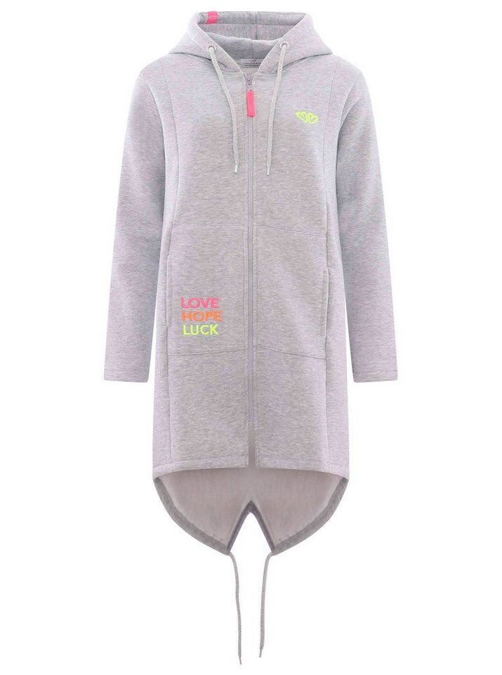 Zwillingsherz Jerseymantel Regular Fit, Langarm, Kapuze, Reißverschluss, Neon-Stickerei – Bild 2 von 5