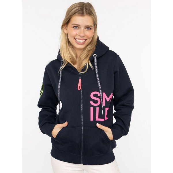 Zwillingsherz Kapuzensweatjacke "Alissa" mit SMILE, gesticktem Herz am Arm und Reißverschluss