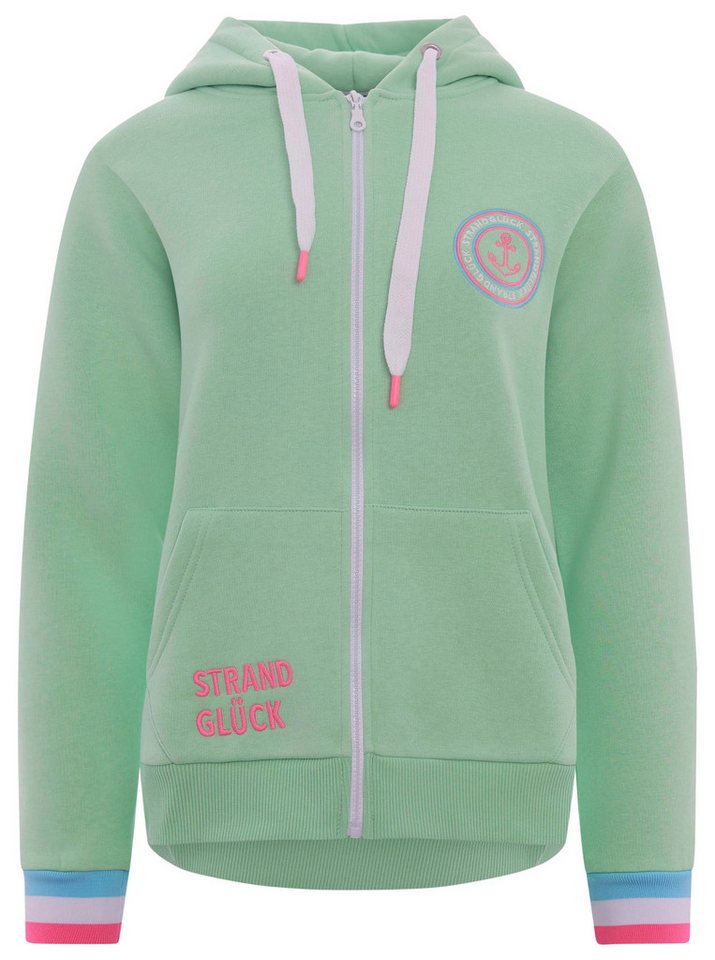 Zwillingsherz Kapuzensweatjacke Regular-Fit, Kapuze, Langarm, Reißverschluss, Neon-Details – Bild 2 von 5