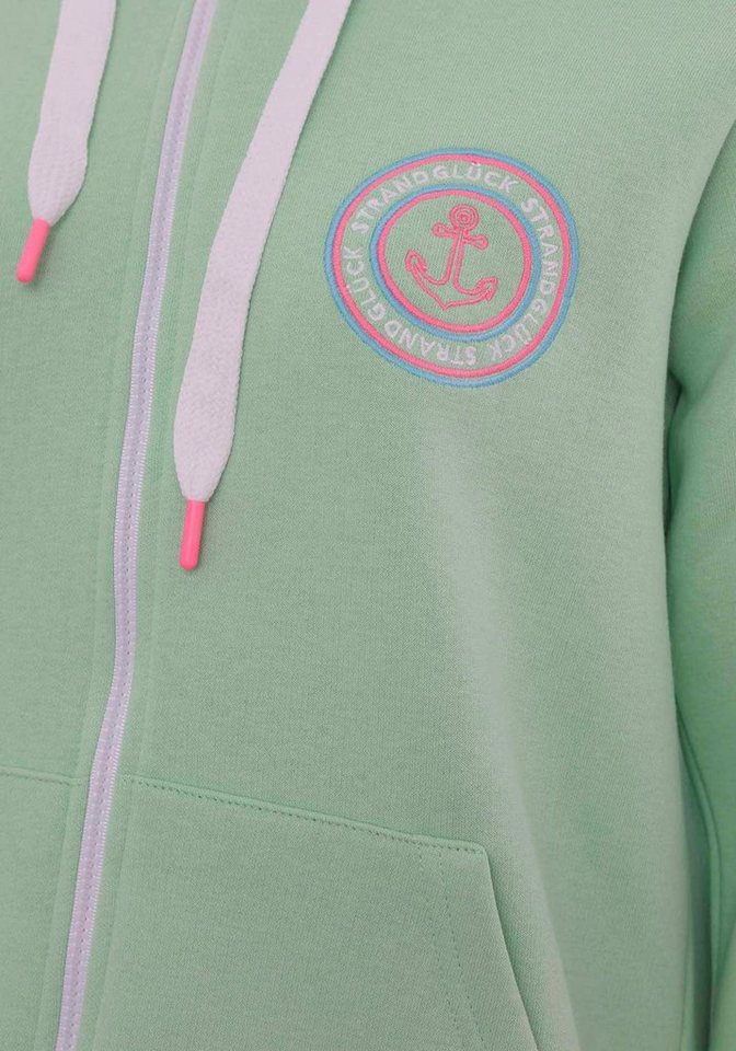 Zwillingsherz Kapuzensweatjacke Regular-Fit, Kapuze, Langarm, Reißverschluss, Neon-Details – Bild 4 von 5