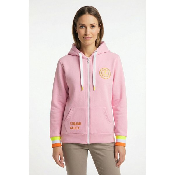 Zwillingsherz Kapuzensweatjacke Regular-Fit, Kapuze, Langarm, Reißverschluss, Neon-Details