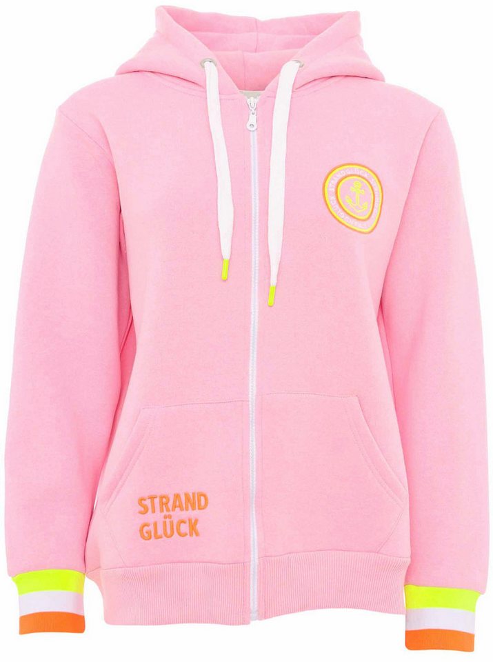 Zwillingsherz Kapuzensweatjacke Regular-Fit, Kapuze, Langarm, Reißverschluss, Neon-Details – Bild 2 von 5