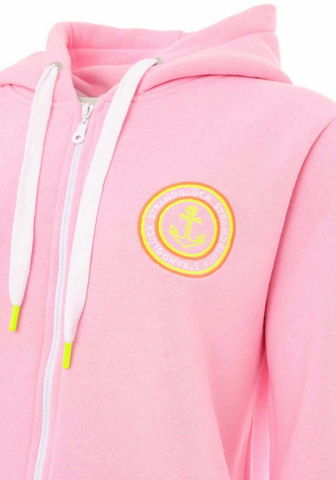 Zwillingsherz Kapuzensweatjacke Regular-Fit, Kapuze, Langarm, Reißverschluss, Neon-Details – Bild 4 von 5