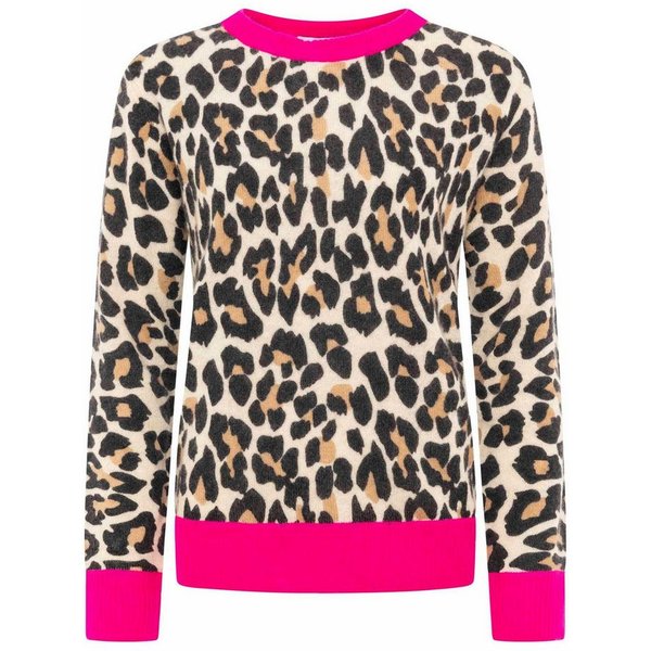 Zwillingsherz Kaschmirpullover 100% Kaschmir Rundhals "Leo Print"