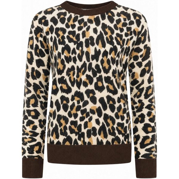 Zwillingsherz Kaschmirpullover 100% Kaschmir Rundhals "Leo Print"