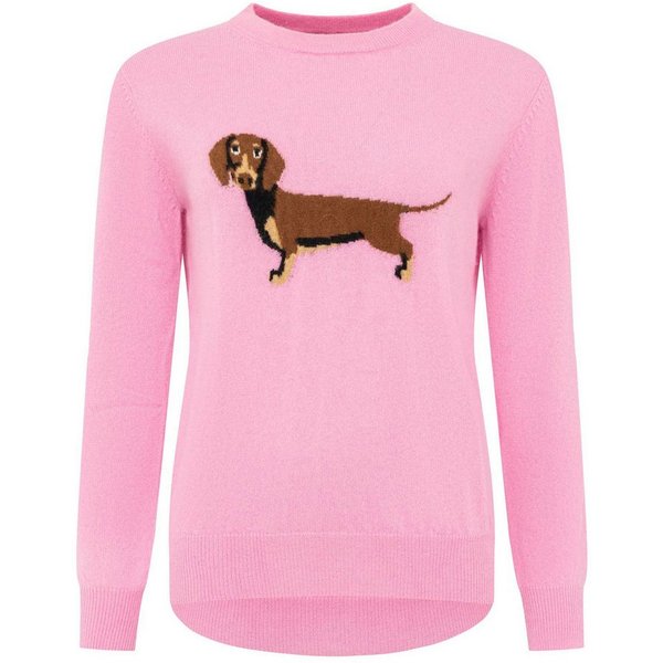 Zwillingsherz Kaschmirpullover Rundhalspullover Dackel