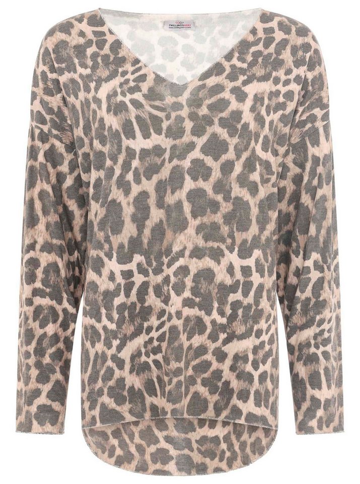 Zwillingsherz Langarmshirt Leo-Muster, Langarm, V-Ausschnitt, hinten etwas länger – Bild 2 von 4