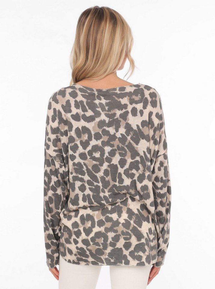 Zwillingsherz Langarmshirt Leo-Muster, Langarm, V-Ausschnitt, hinten etwas länger – Bild 3 von 4