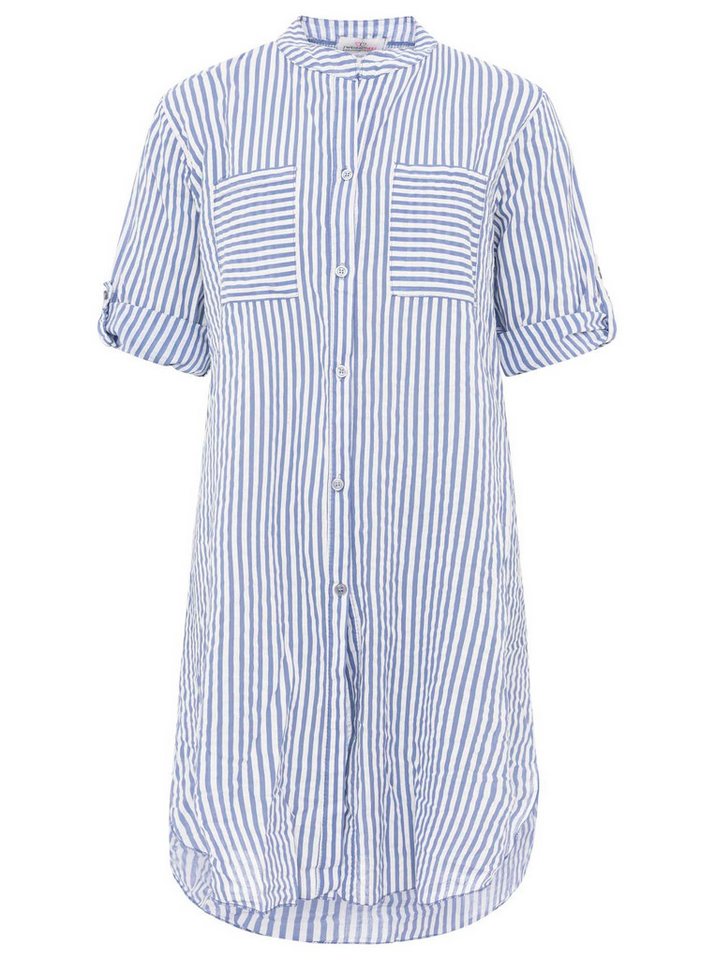 Zwillingsherz Longbluse "Kida" One Size, Streifen, Knopfleiste, Brusttaschen, 3/4-Arm – Bild 2 von 5