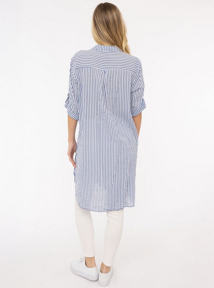 Zwillingsherz Longbluse "Kida" One Size, Streifen, Knopfleiste, Brusttaschen, 3/4-Arm – Bild 3 von 5
