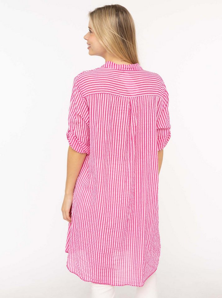 Zwillingsherz Longbluse "Kida" One Size, Streifen, Knopfleiste, Brusttaschen, 3/4-Arm – Bild 3 von 5