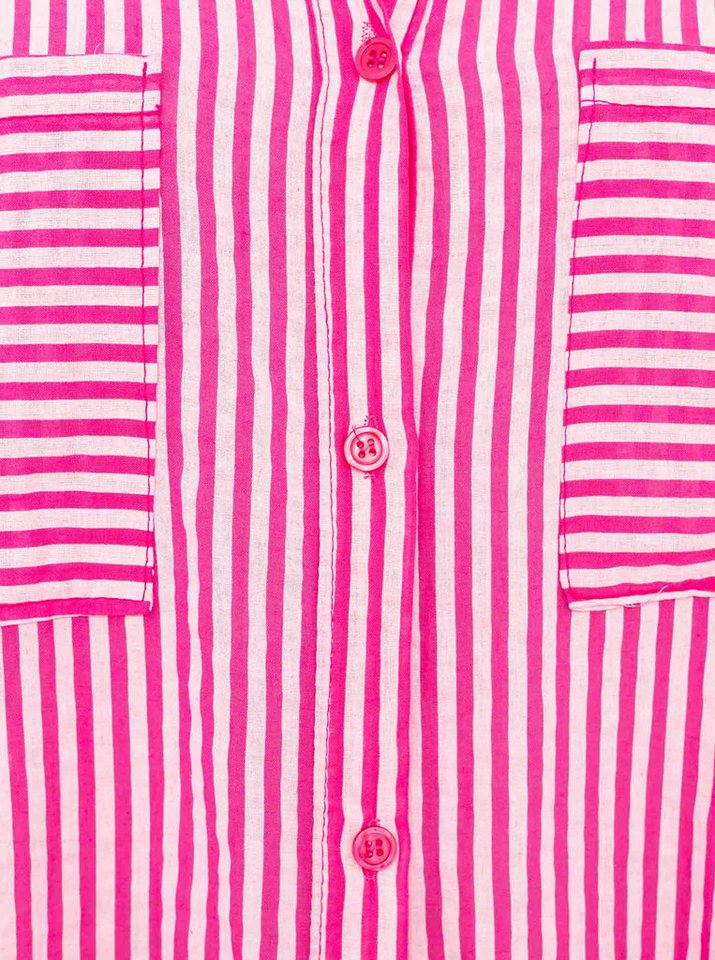 Zwillingsherz Longbluse "Kida" One Size, Streifen, Knopfleiste, Brusttaschen, 3/4-Arm – Bild 5 von 5