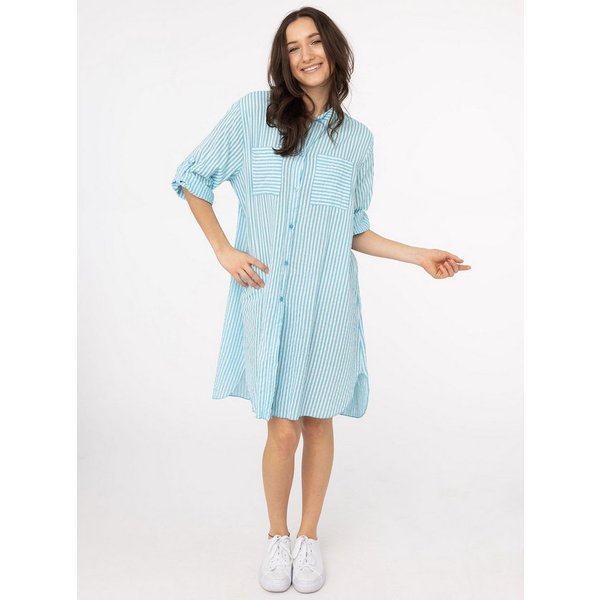 Zwillingsherz Longbluse "Kida" One Size, Streifen, Knopfleiste, Brusttaschen, 3/4-Arm