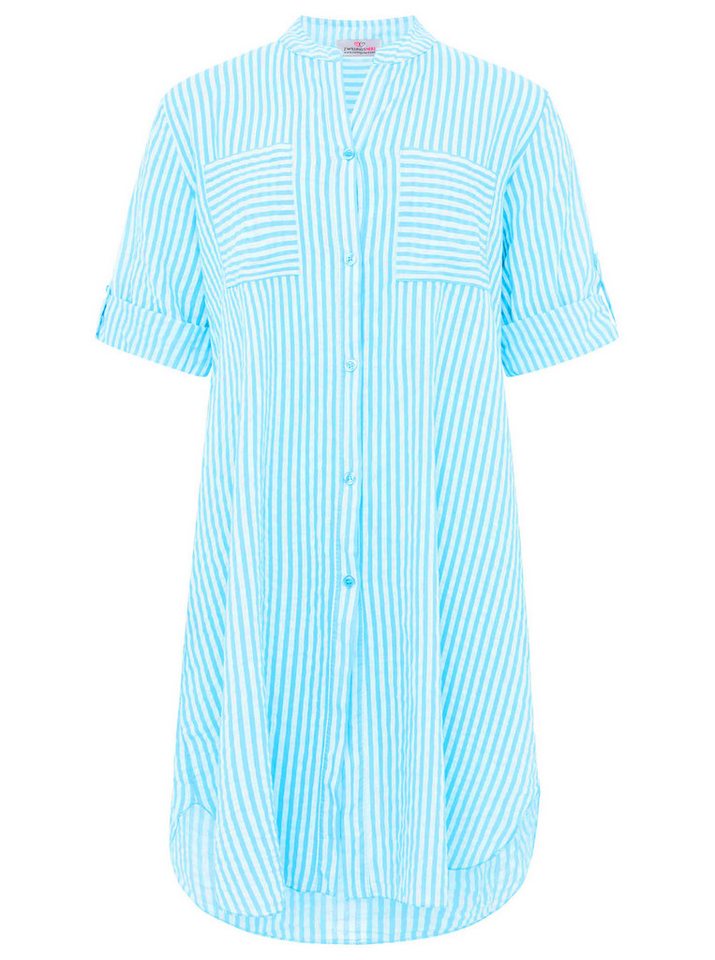 Zwillingsherz Longbluse "Kida" One Size, Streifen, Knopfleiste, Brusttaschen, 3/4-Arm – Bild 2 von 5