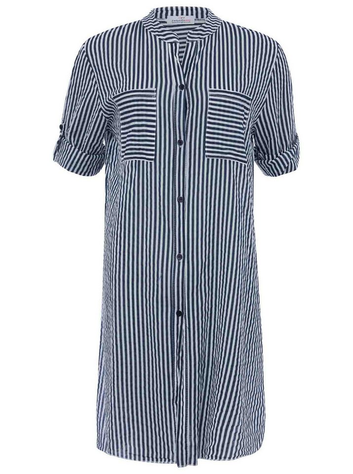 Zwillingsherz Longbluse "Kida" One Size, Streifen, Knopfleiste, Brusttaschen, 3/4-Arm – Bild 2 von 5