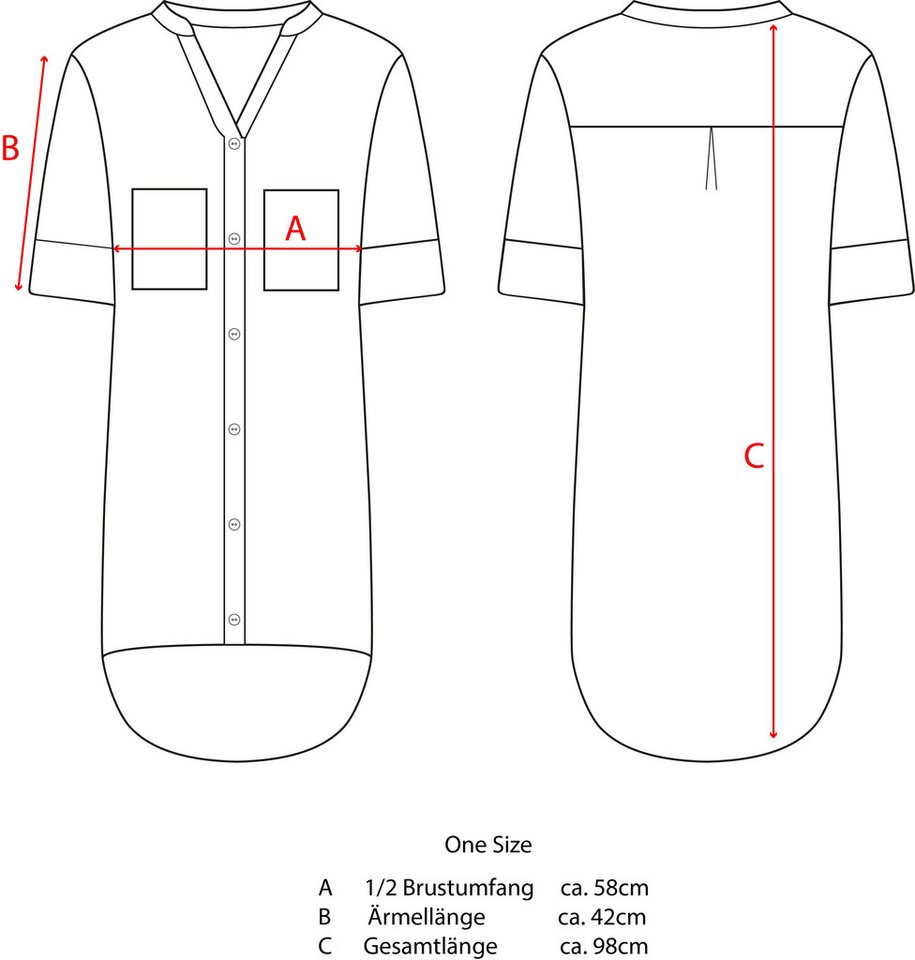 Zwillingsherz Longbluse "Kida" One Size, Streifen, Knopfleiste, Brusttaschen, 3/4-Arm – Bild 5 von 5