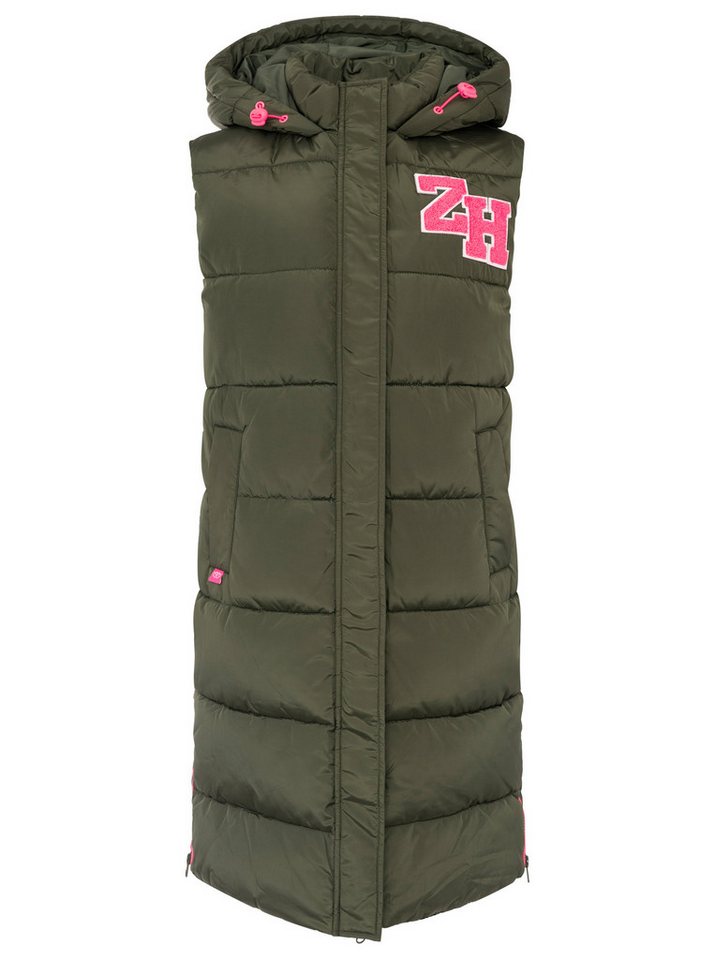 Zwillingsherz Longweste „ZH Patch“ mit Kapuze, Reißverschluss an Front und Seiten, Taschen, Aufnäher – Bild 2 von 5
