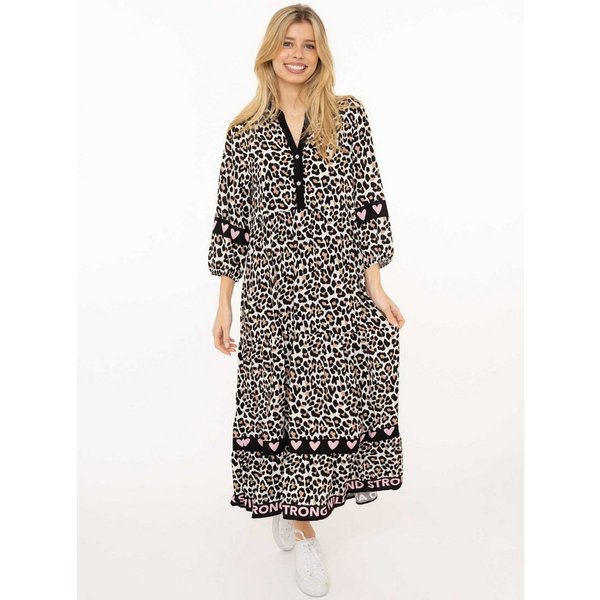Zwillingsherz Maxikleid "Classic Leo" Leomuster, Knopfleiste und 3/4 Arm
