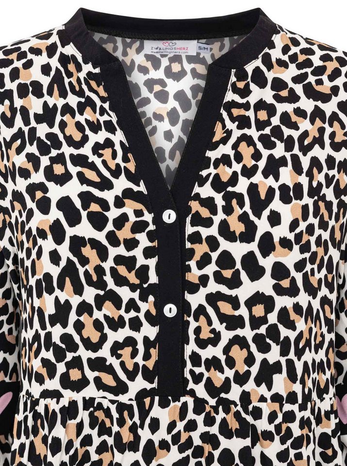 Zwillingsherz Maxikleid "Classic Leo" Leomuster, Knopfleiste und 3/4 Arm – Bild 5 von 5