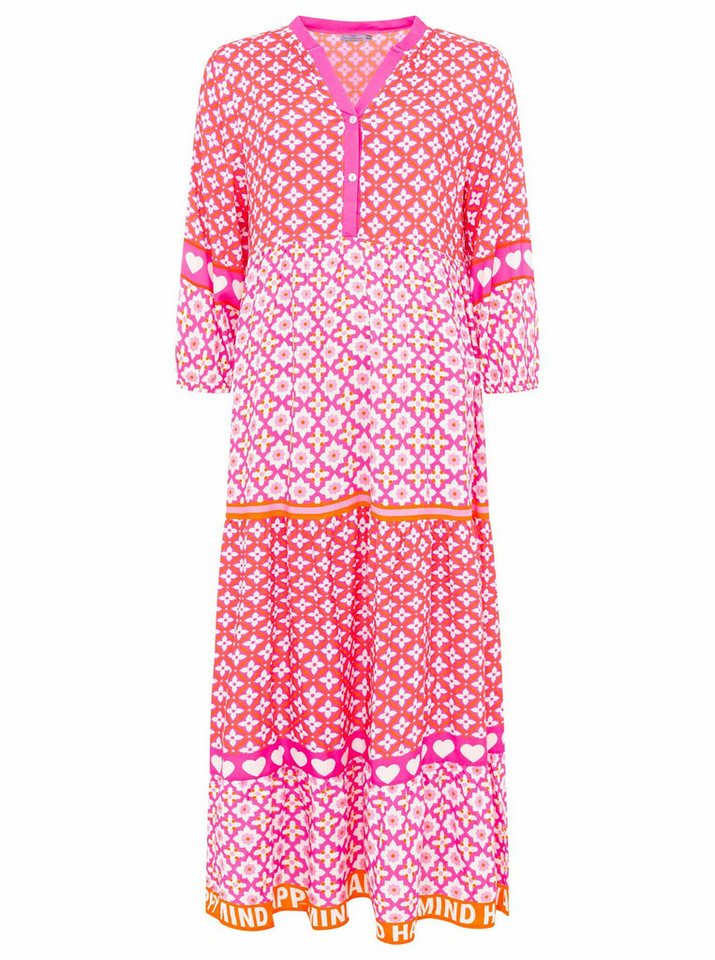 Zwillingsherz Maxikleid "Dreams" mit Mustermix, Knopfleiste und 3/4 Arm – Bild 2 von 5