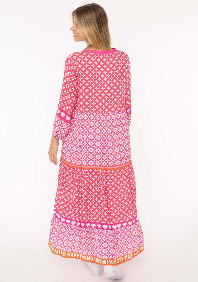 Zwillingsherz Maxikleid "Dreams" mit Mustermix, Knopfleiste und 3/4 Arm – Bild 3 von 5