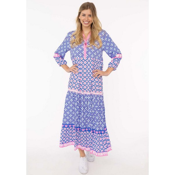 Zwillingsherz Maxikleid "Dreams" mit Mustermix, Knopfleiste und 3/4 Arm