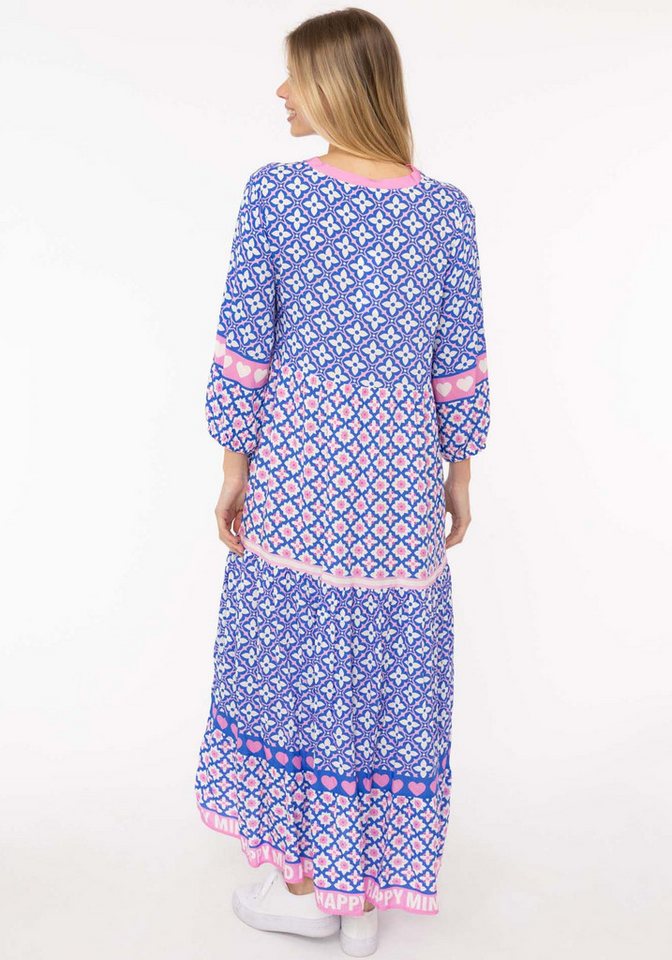 Zwillingsherz Maxikleid "Dreams" mit Mustermix, Knopfleiste und 3/4 Arm – Bild 3 von 5