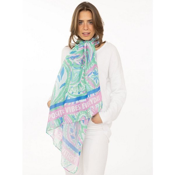 Zwillingsherz Modeschal "Paisley", transparent, aquarell Print, Schriftzug