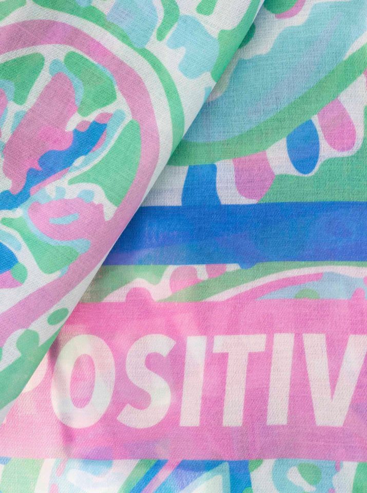 Zwillingsherz Modeschal "Paisley", transparent, aquarell Print, Schriftzug – Bild 2 von 2