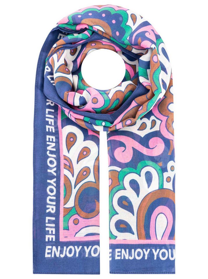 Zwillingsherz Schal "Flower Paisley", farbenfroh, transparent, mit Schriftzug – Bild 2 von 3