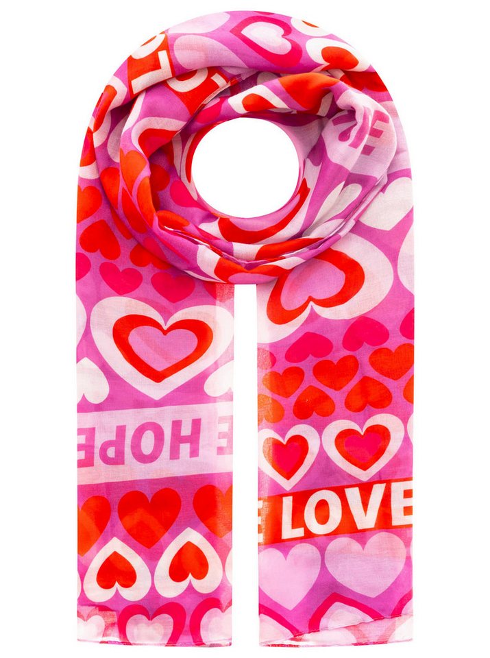 Zwillingsherz Schal "Heartbeat", mit Schriftzug, Herzmotiv, transparent – Bild 2 von 5