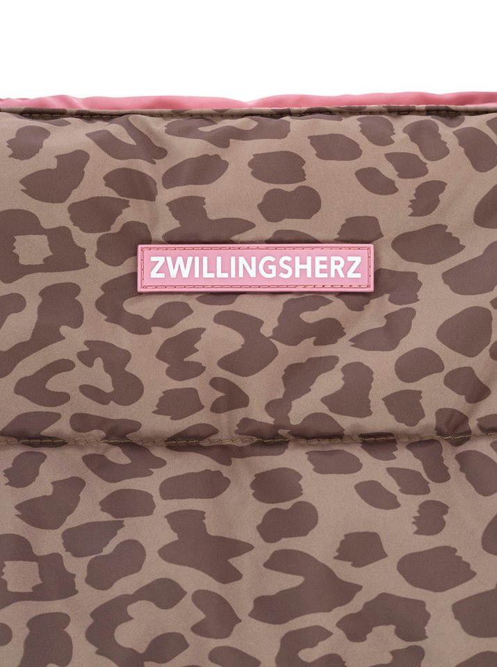 Zwillingsherz Shopper "Leo allover", allover Animalprint, pinkes Logo, langer Schulterriemen, geräumig – Bild 3 von 3