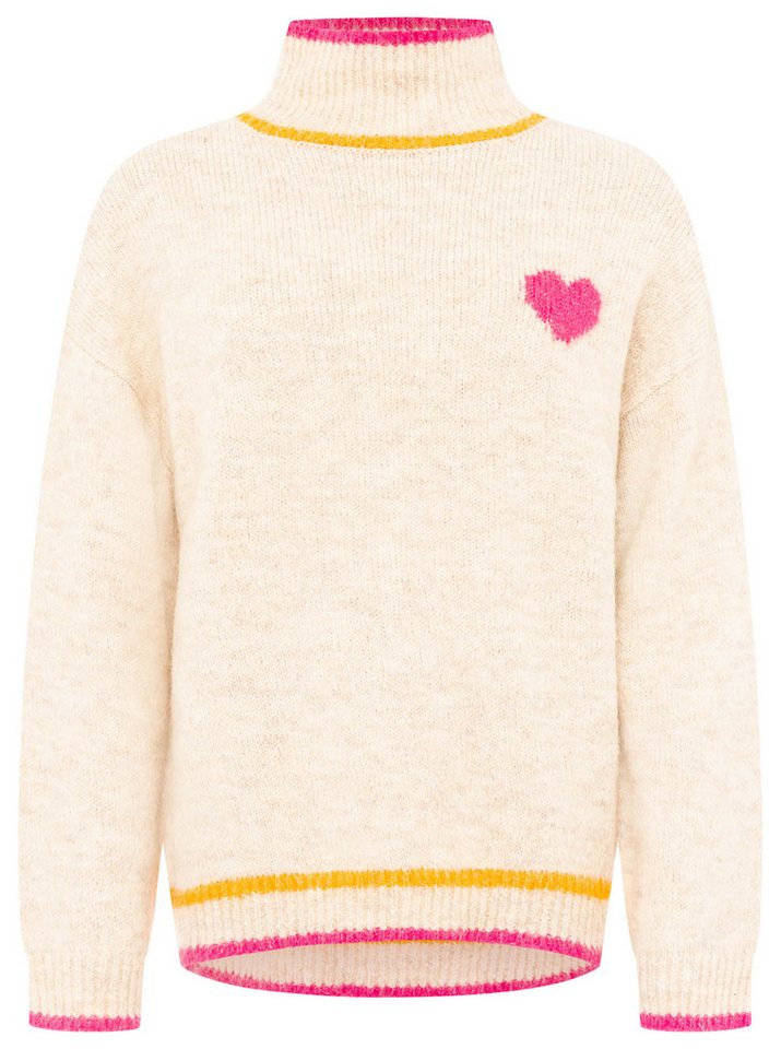Zwillingsherz Stehkragenpullover "Heart" mit Herz und farbigen Streifen, hoher Kragen, oversize – Bild 3 von 5