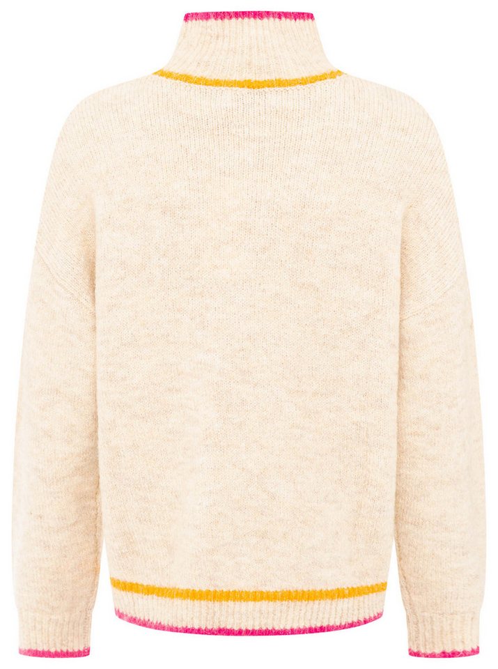 Zwillingsherz Stehkragenpullover "Heart" mit Herz und farbigen Streifen, hoher Kragen, oversize – Bild 4 von 5