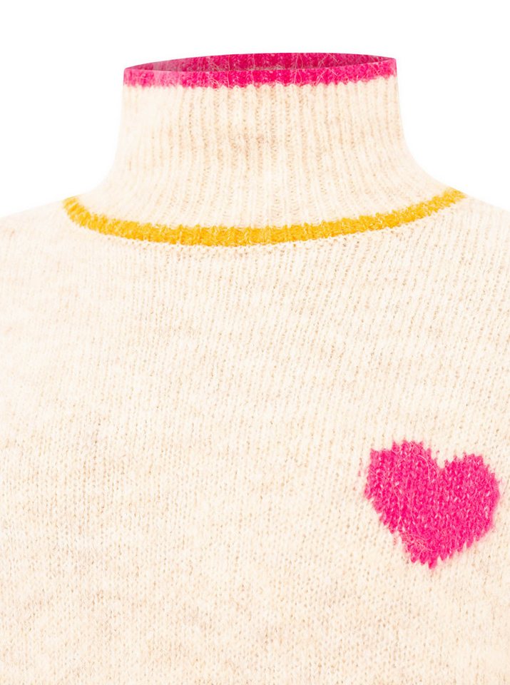 Zwillingsherz Stehkragenpullover "Heart" mit Herz und farbigen Streifen, hoher Kragen, oversize – Bild 5 von 5