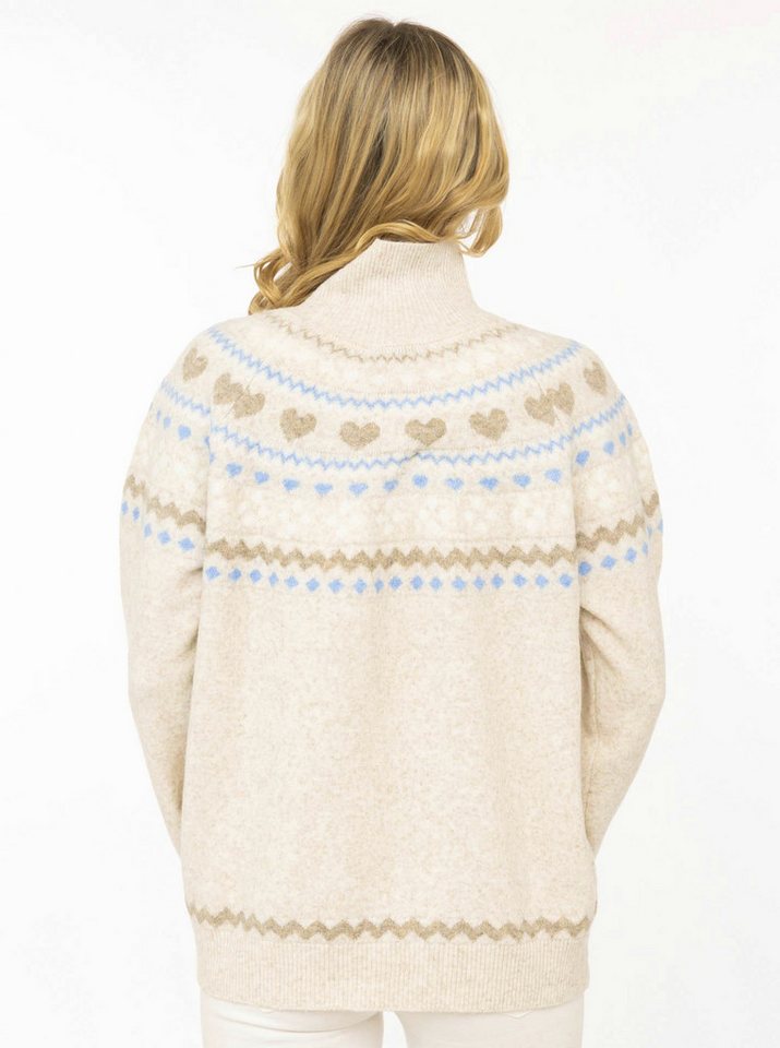 Zwillingsherz Stehkragenpullover "Norweger" Norweger-Muster, hoher Kragen, oversize, komfortables Strick – Bild 2 von 5