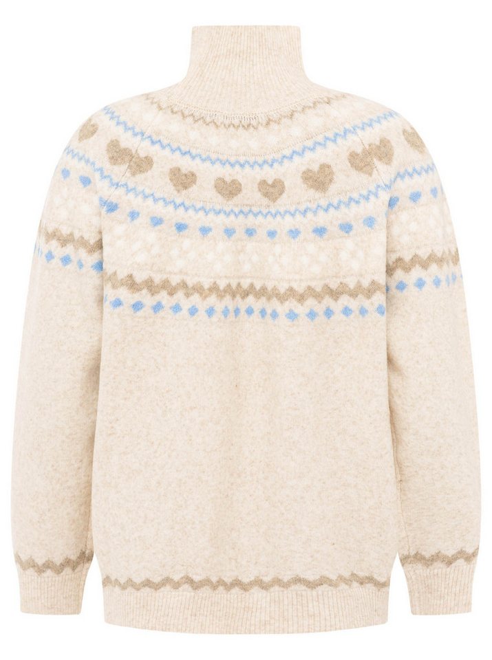 Zwillingsherz Stehkragenpullover "Norweger" Norweger-Muster, hoher Kragen, oversize, komfortables Strick – Bild 3 von 5