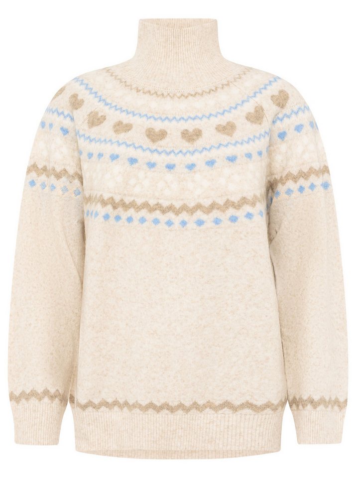 Zwillingsherz Stehkragenpullover "Norweger" Norweger-Muster, hoher Kragen, oversize, komfortables Strick – Bild 4 von 5