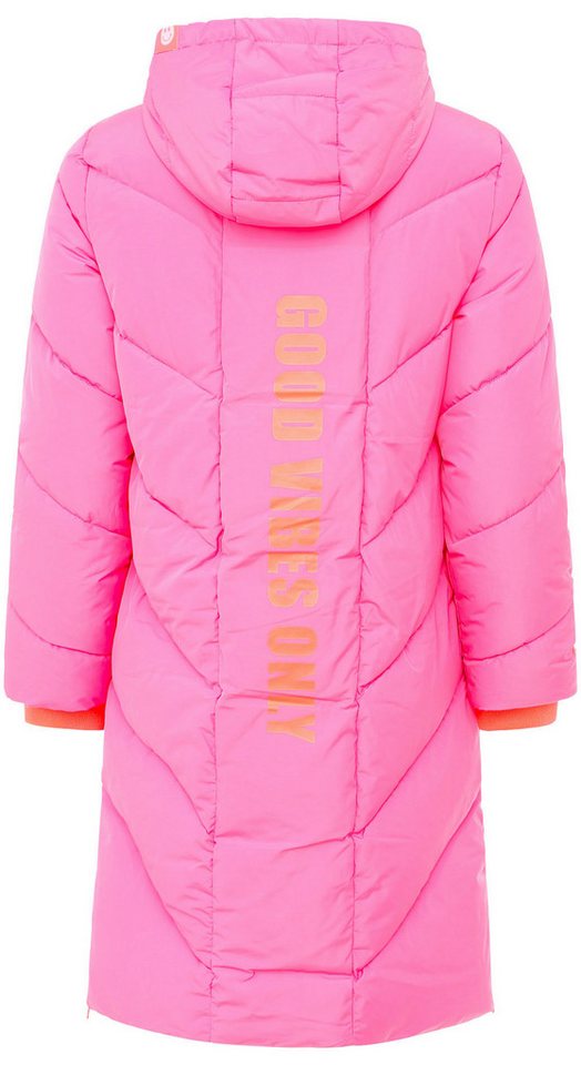 Zwillingsherz Steppjacke "Good Vibes Only" mit Kapuze, Backprint und bedrucktem Zugband – Bild 4 von 5