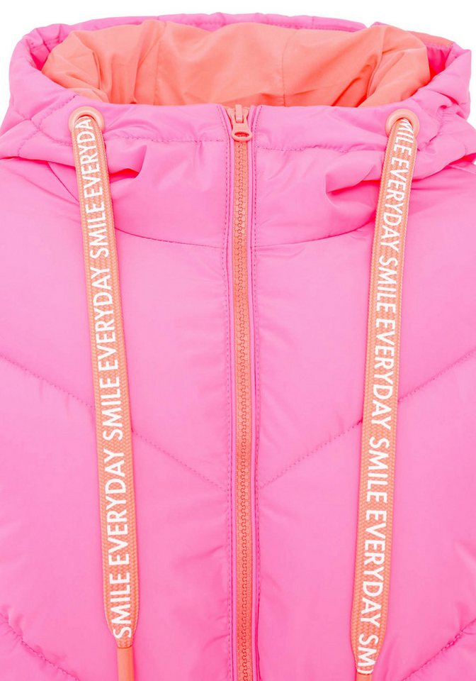 Zwillingsherz Steppjacke "Good Vibes Only" mit Kapuze, Backprint und bedrucktem Zugband – Bild 5 von 5