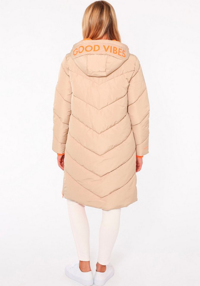 Zwillingsherz Steppjacke "Positive Mind" Doppelzipper, Kapuze mit Schriftzug hinten, Kontrastdetails, wärmend – Bild 3 von 5