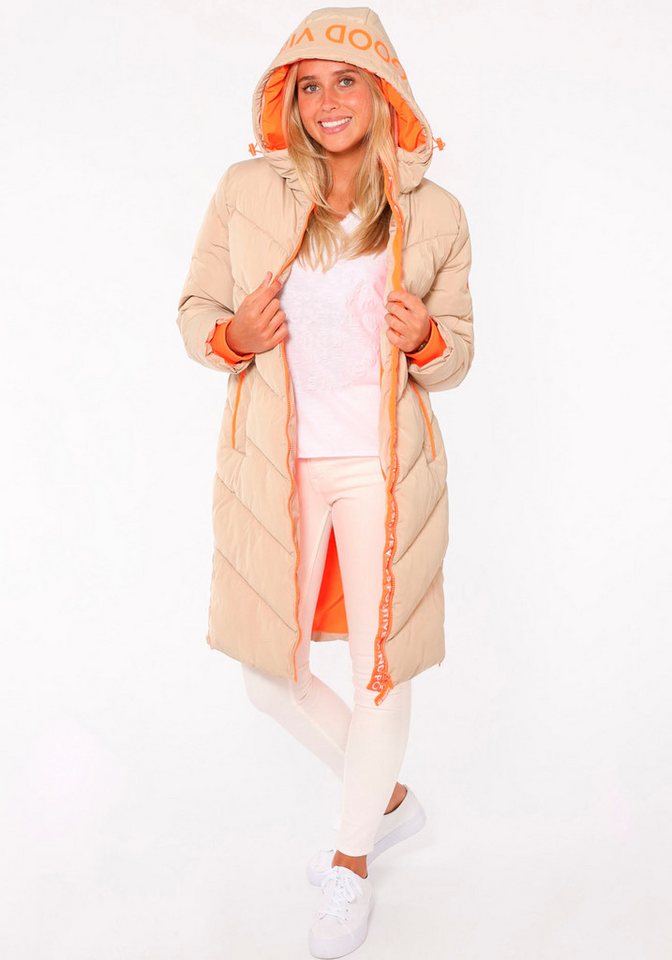 Zwillingsherz Steppjacke "Positive Mind" Doppelzipper, Kapuze mit Schriftzug hinten, Kontrastdetails, wärmend – Bild 5 von 5