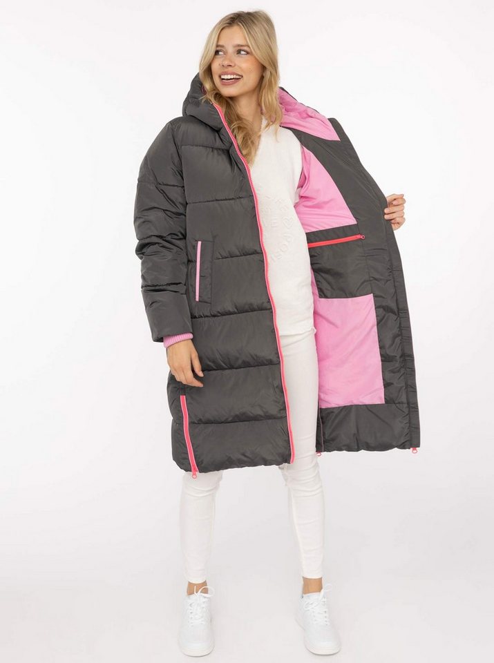 Zwillingsherz Steppmantel „Cozy“ Kapuze, farbliche Details, Reißverschluss, elastische Bündchen – Bild 3 von 5