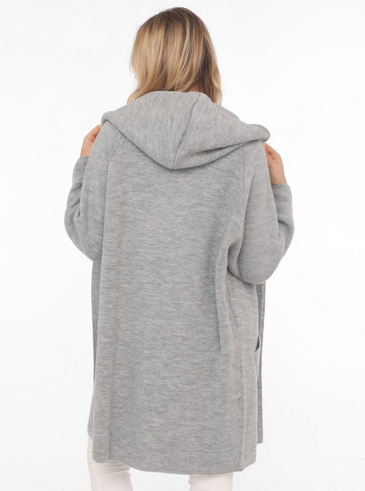Zwillingsherz Strickjacke "Annabell" One Size, Kapuze, Taschen, ohne Verschluss, Midi-länge, Langarm – Bild 2 von 5