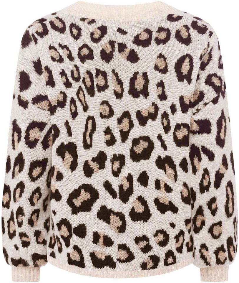Zwillingsherz Strickjacke "Big Leo" One Size, Animal-Muster, Langarm, Knöpfe, tiefer V-Ausschnitt – Bild 4 von 5