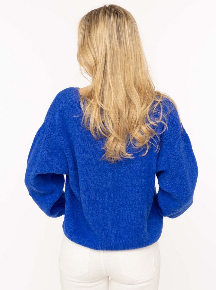 Zwillingsherz Strickjacke "Uni" One Size, Langarm, Knopfleiste, tiefer V-Ausschnitt, Wollanteil – Bild 3 von 5